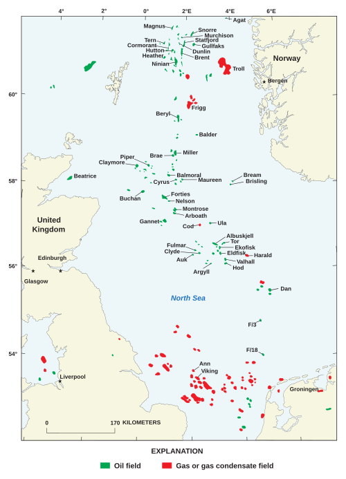 North Sea oil fields